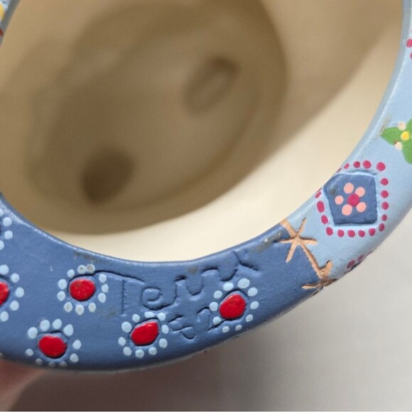 Pottery Patchwork Teddy Bear Figurine Nursery Baby Room Decor Vintage 80s Signed - Picture 8 of 8